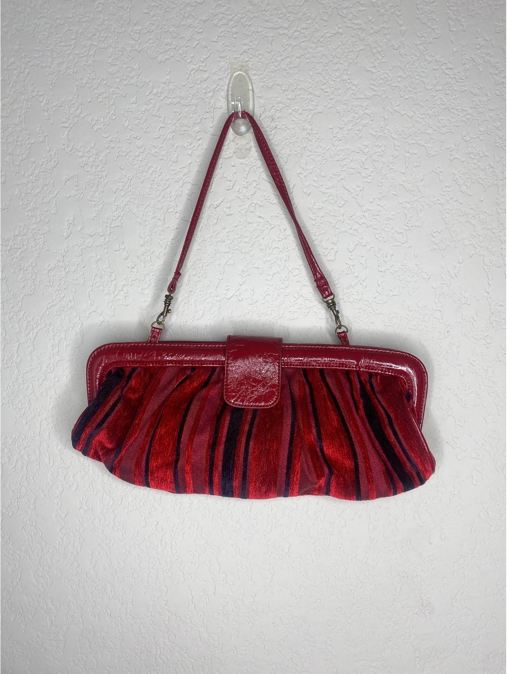 Vintage Y2K-style red striped velvet Purse and Clutch